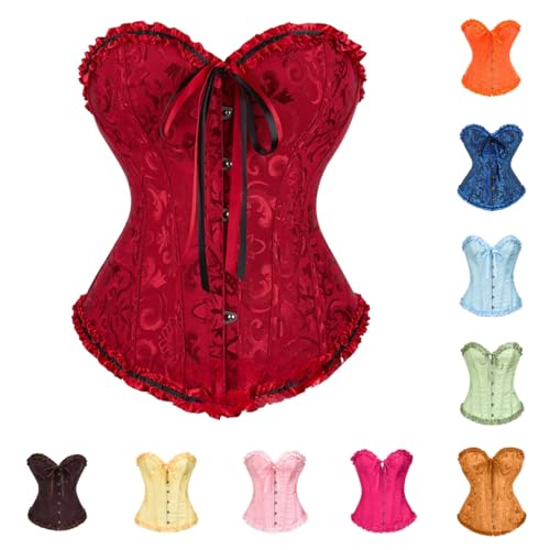 Korsett Damen Corset Bustier Korsage Überbrustkorsett Corsage Top Oberteil Shaper Cincher für Vollbrust Bauchweg und Übergrößen Schulterfreies Bequem Vintage Gothic Halloween Damen-Korsett Kostüm