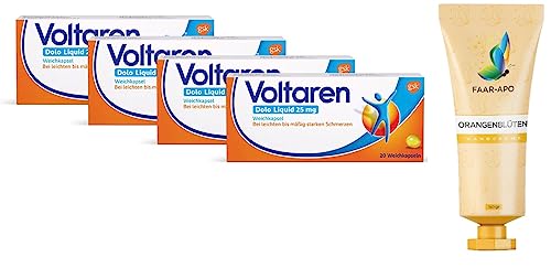 Voltaren Dolo 25 mg Liquid 25 mg Weichkapseln Sparpack 4 x 20 Kaps. inkl. einer hochwertigen Handcreme Marke Faar-Apo
