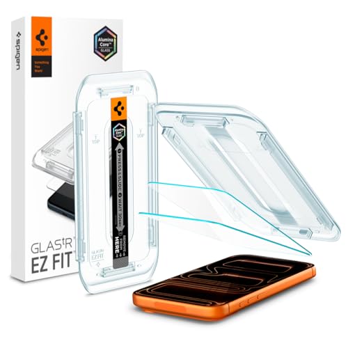 Spigen Glas.tR EZ Fit Schutzfolie kompatibel mit iPhone 17 Pro Max, iPhone 16 Pro Max, 2 Stück, Kratzfest, inklusive Installationskit, Kristallklar, 9H Härte Folie
