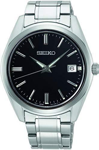 Seiko Herren-Uhr Quarz Edelstahl mit Edelstahlband SUR311P1, Schwarz