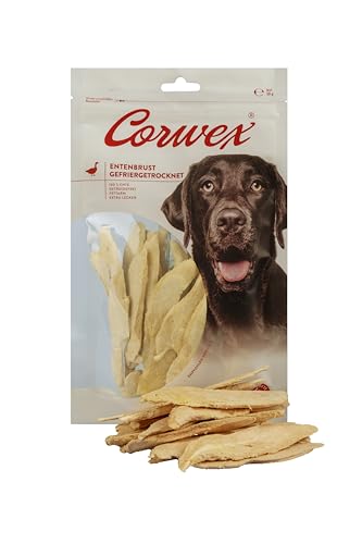 Corwex Entenbrust gefriergetrocknet (10x50g), ganze Stücke, getreidefrei & fettarm, Gefriergetrocknete Hundesnack mit 100% Entenfleisch