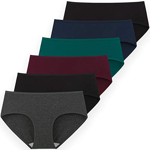 INNERSY Damen Unterwäsche Weich Baumwolle Unterhosen Bequem Hipster Slips 6er Pack (XXL/46 EU, Spätherbst)