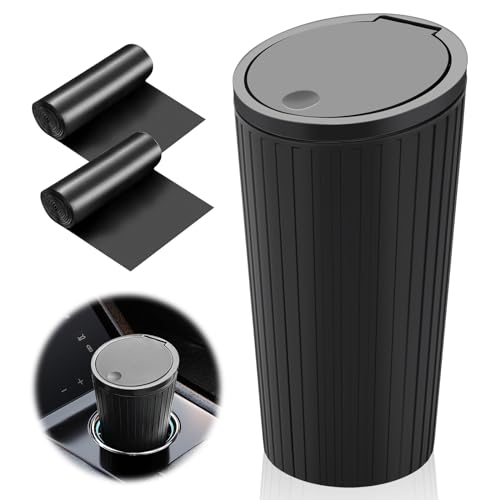 Auto Mülleimer mit Deckel, Klein, für Innenraum, Wasserdicht & Geruchshemmend, 2 Rollen Müllbeutel, Praktischer Mini für Autos, Zuhause, Büro, Schlafzimmer