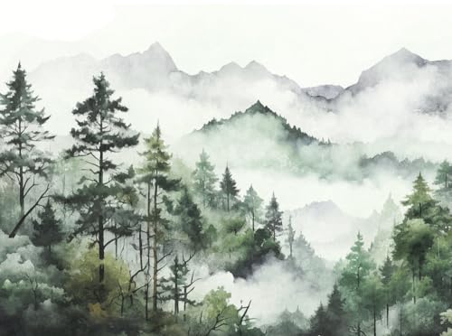 Livingwalls Fototapete Natur in Grün, Weiß, Grau - hochwertige Vliestapete 398991 mit Motiv auf 3,71 m x 2,80 m - Made in Germany