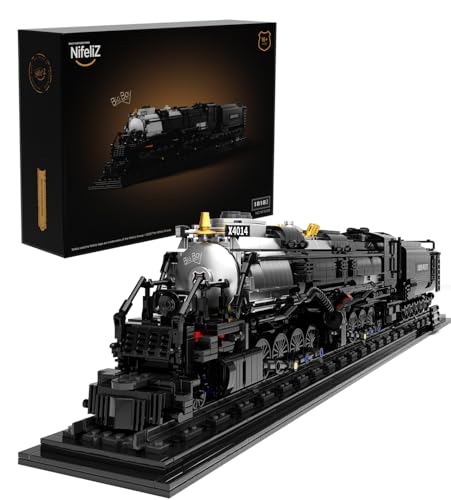 Nifeliz Zug Big Boy Retro Dampflok Klemmbausteine Set, Lokomotive Modell mit Schienen Bauspielzeug, Zug Eisenbahn Geschenk für Erwachsene(1818 Teile)