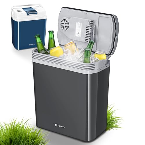 Juskys Nordpol Kühlbox elektrisch 24 L | Kühlt & wärmt | Kühlbox für Auto, Camping & Steckdose | 12V & 230V Anschluss | thermoelektrischer Mini Kühlschrank | ECO-Modus 48 dB & nur 3,6 kg leicht