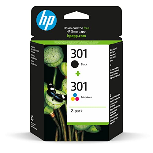 HP 301 2er-Pack Tintenpatronen, 1 schwarz und 1 dreifarbig Original (N9J72AE) Schwarz/Rot/Blau/Gelb
