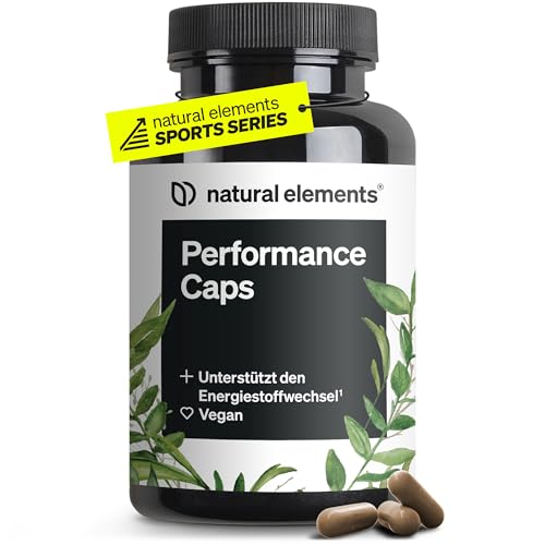natural elements Performance Caps – 120 Koffein-Kapseln mit Grüntee, Guarana & grüner Kaffeebohne – mit B-Vitaminen – vegan, hochdosiert, ohne unnötige Zusätze – laborgeprüfte Qualität
