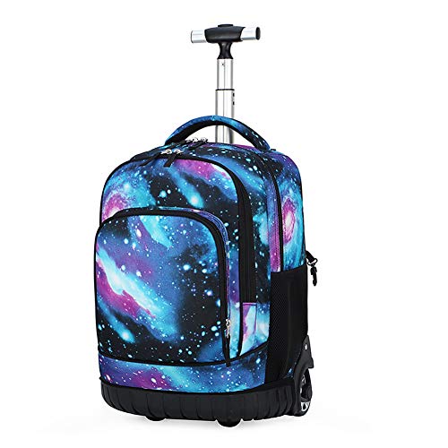 BOZONLI Trolley Rucksack Jungen Trolley Schultasche mit Rollen Rucksack Schultrolley Rucksäcke Schulrucksack Schulranzen mit Rollen, Sternenhimmel grün