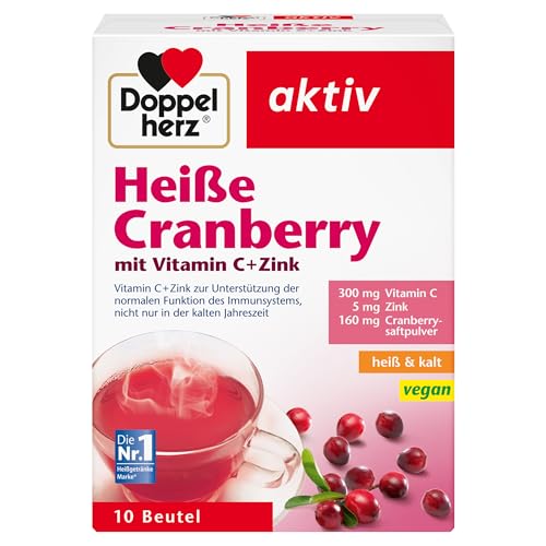 Doppelherz Heiße Cranberry - Vitamin C und Zink zur Unterstützung der normalen Funktion des Immunsystems - heiß und kalt - vegan - 10 Beutel