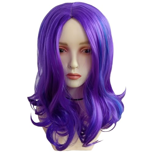 YOUYIKE Kurze Lockige Perücke, 15 Zoll/38cm Lila Cosplay Perücke für Frauen, Perücken mit Pony, Damen Perücken, geschichtete, für Alltag Anime Cosplay Kostümparty Halloween Karneval