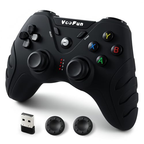 VooFun PC Controller Wireless, PS3 Controller Gamepad PC mit Hall Effekt Joystick(No Drift), Dual Vibration, 2,4g Gaming Controllers für Windows 11/10/8/7, PS3, Steam, Android TV, TV Box, Raspberry Pi