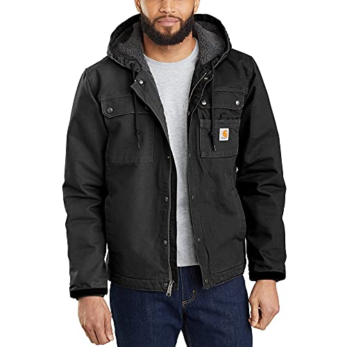 Carhartt, Herren, Lockere Arbeitsjacke aus ausgewaschenem Segelleinen mit Sherpa-Futter, Schwarz, L