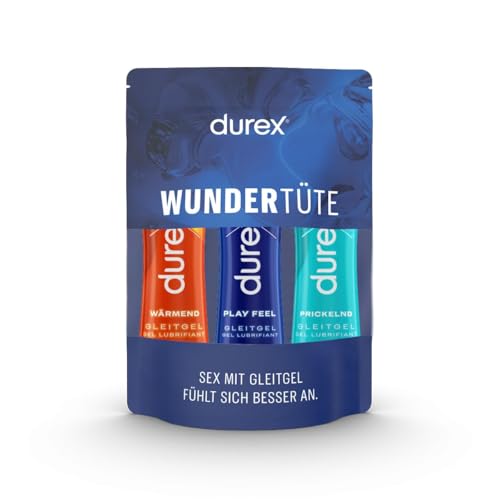 Durex Play Gleitgel Mixpack – 3er Set Wasserbasiertes Intimgel für sie & ihn | Kondom- & Toy-geeignet | Intensiv, Wärmend & Aloe Vera Massage-Gel | Diskret, Hautfreundlich, Leicht Abwaschbar