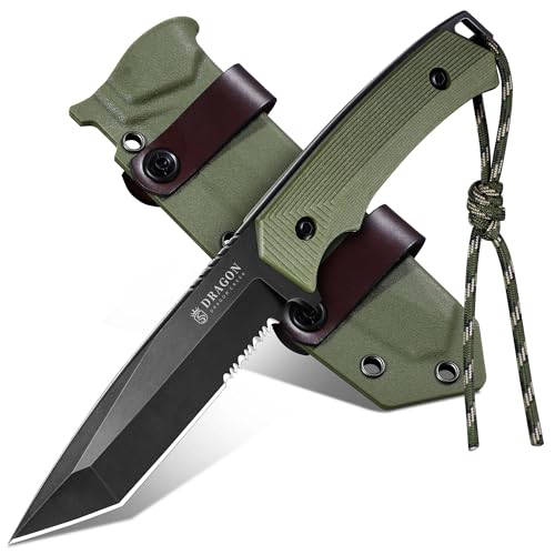 Dragon Creek Outdoor Messer Tanto Teilwellenschliff Grün