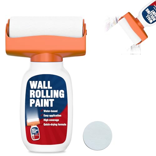 AstraVox Roller Paint Weiß 500g, Weiße Wandfarbe Auf Wasserbasis Für Wände, Decken, Integriertes Farbroller-Set Deckt Effektiv Graffiti, Fußabdrücke, Kratzer Ab, Trocknet Schnell, Geruchsarm (1)