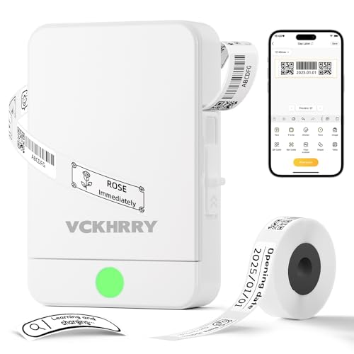 VCKHRRY Etikettendrucker Bluetooth Beschriftungsgerät Selbstklebend
