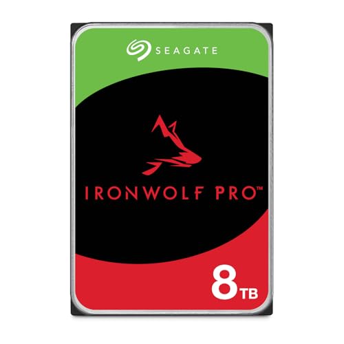 Seagate IronWolf Pro 8 TB, NAS interne Festplatte, 3.5 Zoll, 7200 U/Min, CMR, 256 MB Cache, SATA 6 GB/S, inkl. 3 Jahre Rescue Service, Modellnr.: ST8000NT001