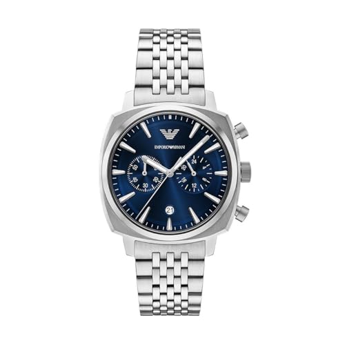 Emporio Armani Montre Homme, Mouvement Quartz Chronographe et Boîtier 40mm Avec Bracelet Acier Inoxydable ou Cuir