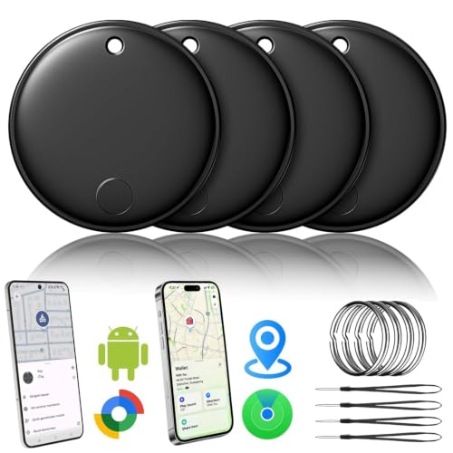 2026 Air Tracker SmartTag-4er Pack für Android Google Find Hub & iOS Wo ist?, Schlüsselfinder, 1 Jahr Batterielaufzeit, austauschbare Batterie, Bluetooth Tracker für Schlüssel/Geldbörse/Fahrrad/Koffer