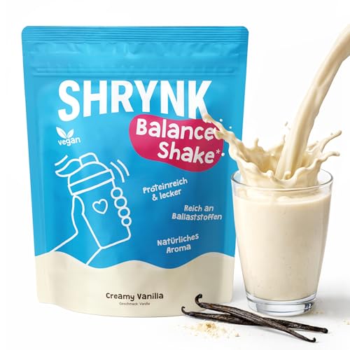 SHRYNK Balance Shake Mahlzeitenersatz Vanille - Eiweißshake zum Abnehmen - Trinkmahlzeit Pulver - Abnehmshake ohne Zucker - High Protein Diät Drink zum Abnehmen - Abnehmen Shake - vegan Diet