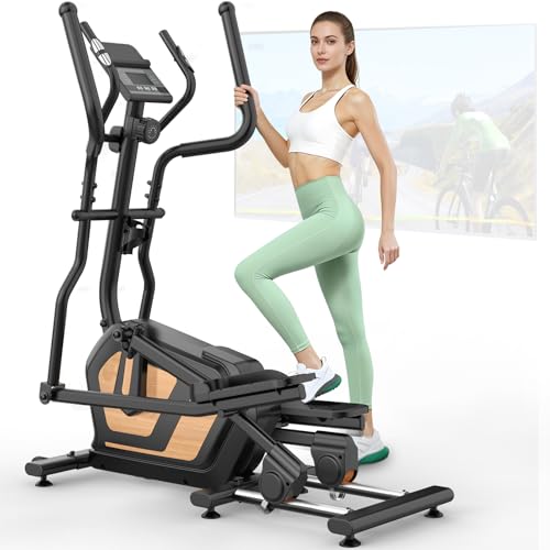 Cowmew Crosstrainer für Zuhause, Magnetischer Crosstrainer mit 16 Widerstandsstufen, Ultraleise Ellipsentrainer mit 10kg Schwungrad, 45cm Schrittlänge, LCD-Monitor mit Bluetooth, Pulssensor, Bis 150kg