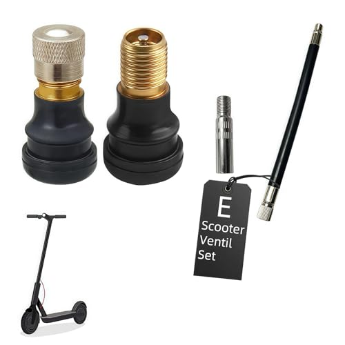 zeostmont E Scooter Ventil Set – Ventiladapter & Ersatzventile kompatibel mit Xiaomi E Scooter 5/5 Pro/5 Max, Ninebot Max G30D/G2D & Segway E-Scooter, Tubeless Ventil Zubehör mit Ventilverlängerung