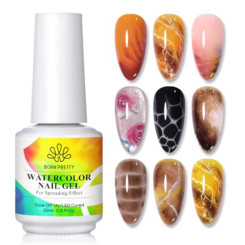 Born Pretty Blooming Gel - 15 ML Clear Blooming Gel UV Nagellack zum Verteilen Effekt Marmor Naturstein Blumen Aquarell Floral Print Nail Art DIY Design Maniküre