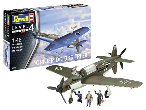 Revell Modellbau, Do335 Pfeil, Bausatz, Maßstab 1:48, 81 Teile, Bastelset ab 12 Jahren, Präzises Flugzeugmodell mit realistischen Details