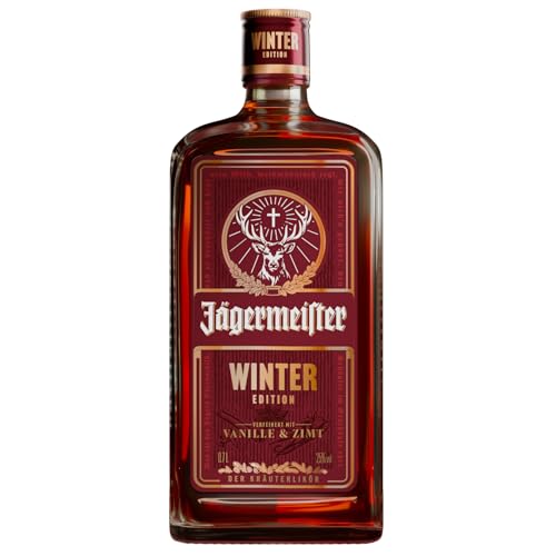 Jägermeister WINTER Limited Edition – 0,7 l Superpremium-Kräuterlikör, 25% Vol. – mit einem Hauch von Vanille & Zimt für gemütliche Winterabende, Weihnachtsfeiern und festliche Momente mit Freunden