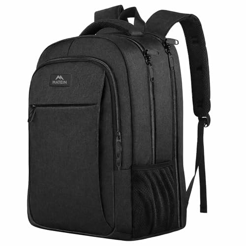 MATEIN Rucksack Herren, Groß Laptop Rucksack 17,3 Zoll Schulrucksack Laptoptasche mit Anti Diebstahl, Laptop Backpack Reiserucksack TSA für Business Arbeit Reisen Teenager College Tech Damen, Schwarz