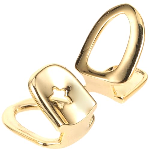 Healvian 2X Metallzähnegrill Hip-Hop Mundgrill Zähneschmuck Einzelzahnkappe Dekorative Goldgrills Für Party Cosplay Kostüm Zubehör Rapper Stil