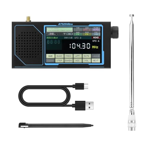 Kurzwellenempfänger ATS25 Ultra SDR Mehrband Radio mit 4-Zoll Touchscreen Tragbarer Weltempfänger Unterstützt SSB USB LSB CW AM FM