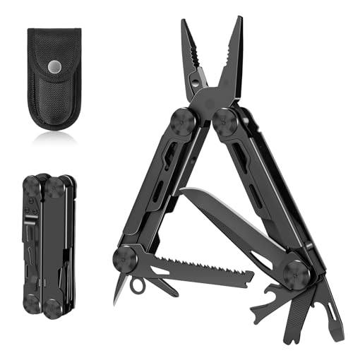 Rolgno Multitool, Geschenke für Männer, 14 in 1 Faltbares Edelstahl Multitool Werkzeug mit Zange, Messer, Säge, Schraubendreher, Multitools mit Nylontasche, Gadget für Camping, Reparatur, Wandern