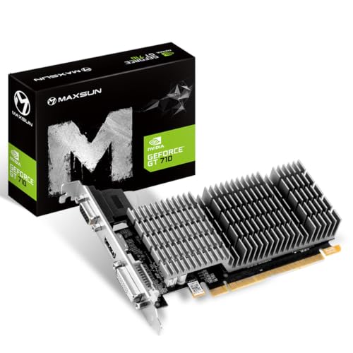 maxsun NVIDIA GeForce GT 710 2GB Silent Grafikkarte (Passiv 0dB Kühlung, Low Profile DVI, VGA, HDMI)