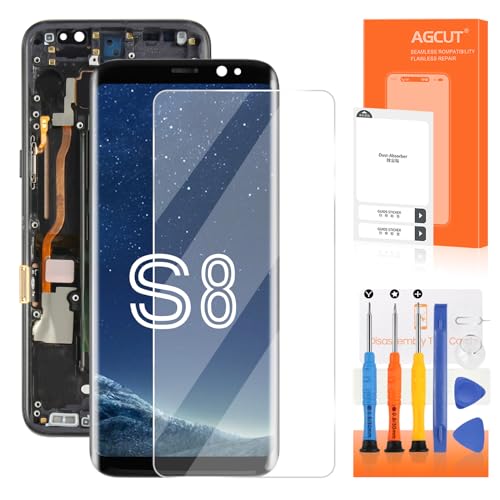 AGCUT LCD Display for Samsung Galaxy S8 Bildschirmersatz for Samsung S8 SM-G950F SM-G950U 5,8 Zoll LCD Bildschirm Digitizer Screen Replacement Assembly mit Reparatur Kit, Schwarz Incell