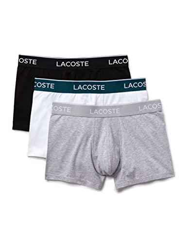 Lacoste Herren 5H3389 Boxershorts, Noir/Blanc-Argent Chine, XL (3er Pack)