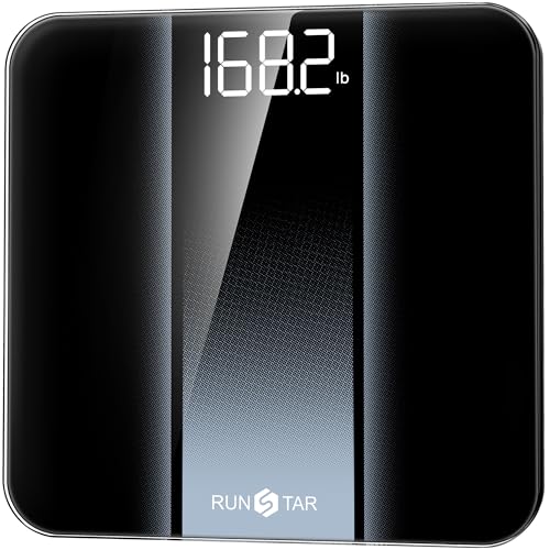 RunStar Personenwaage Digital mit hoher Präzision, Waage Personen gut lesbarem LED-Display, körperwaage mit 6 mm gehärtetem Glas, 400 lb