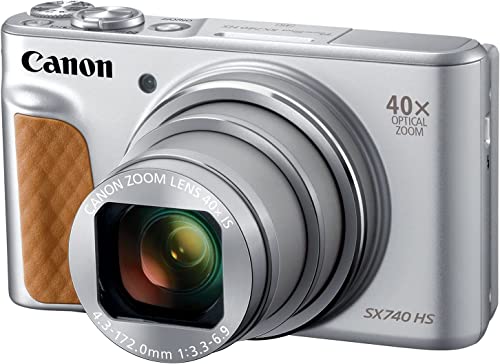 Canon PowerShot SX740 HS Digitalkamera (20,3 MP, 40-Fach optischer Zoom, 7,5cm (3 Zoll) Display, DIGIC 8, 4K Ultra HD, HDMI, WLAN, Bluetooth, Blendenautomatik, Zeitautomatik), Silber