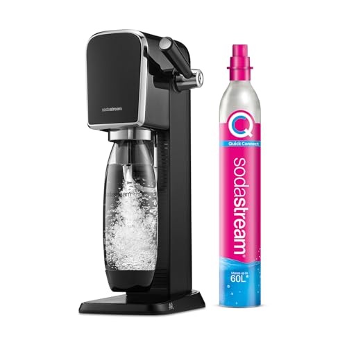 SodaStream Wassersprudler ART mit CO2-Zylinder und 1x 1L spülmaschinenfeste Kunststoff-Flasche, Höhe 44cm, Schwarz, 44 cm