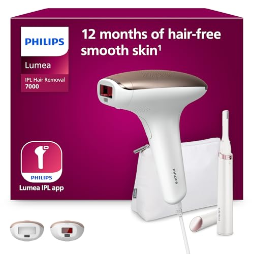 Philips Lumea IPL 7000 Series Haarentfernungsgerät – Alternative zur Laserhaarentfernung – 2 Aufsätze für Körper & Gesicht, inkl. Korrekturtrimmer (BRI921/00)