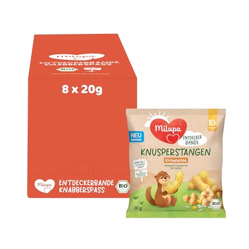 Milupa Entdeckerbande – Knusperstangen Kichererbse – Ab 10+ Monaten – 8 x 20 g