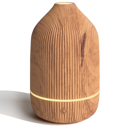 SALUBRITO Aroma Diffuser, 100ml Holzkorn Diffusor für ätherische Öle, Ultraschall Aromatherapie Diffuser, Klein Diffuser für Zuhause Büro Yoga, Geschenk für Frauen