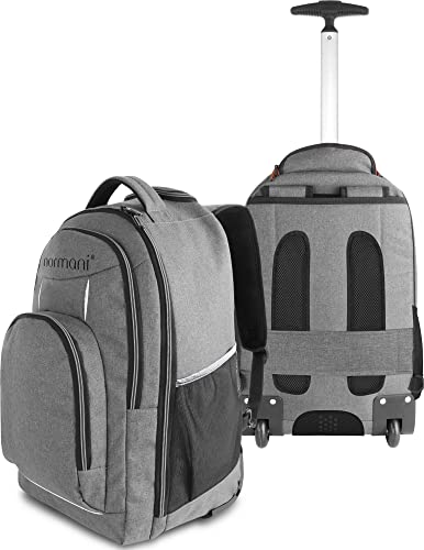 normani Rucksack mit Trolleyfunktion - 30 Liter Volumen Rucksacktrolley zum ziehen mit Laptopfach für Schule, Uni, Reisen, Ausflüge oder Einkaufen Grau mit Reflektoren 30 Liter