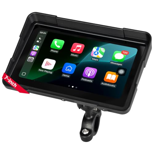 KEMIMOTO Motorrad Carplay Display 7 Zoll, Wireless Apple Carplay & Android Auto Kompatibel, Wasserdicht IP67 Motorrad Navi, Handschuh Bedienung, Automatische Helligkeitsanpassung, HD-Farbdisplay