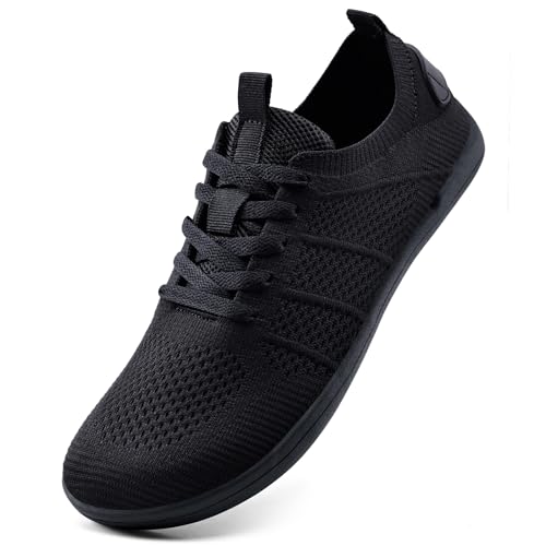 IceUnicorn Breite Barfuss Schuhe Damen Barfußschuhe Leichte Zero-Drop Atmungsaktiv Unisex Herren Minimalistische Outdoor(555Schwarz,39EU