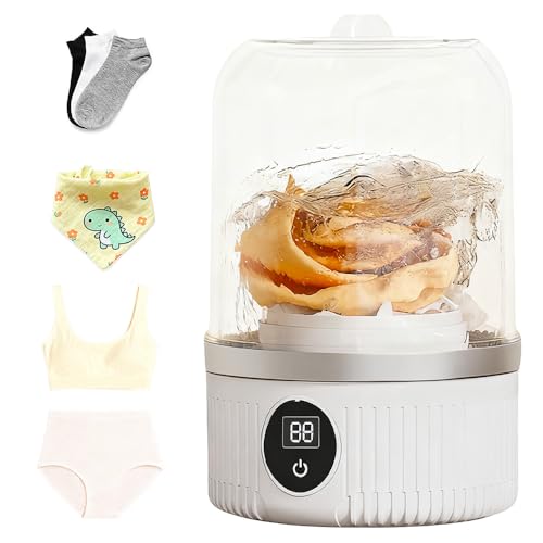 YANGUN Mini Waschmaschine, Tragbare Mini-Waschmaschine, Wiederaufladbar, Schnurlos, Kompakt, 2 Modi, Geeignet für BHs, Unterwäsche, Socken für Wohnung, Hotel, Wohnheim, Reisen (Weiß)