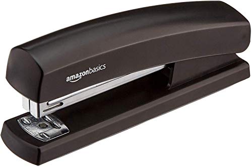 Amazon Basics Hefter mit 1000 Klammern, 10-Blatt-Kapazität, rutschfester Gummifuß, Heim, Büro, Schwarz