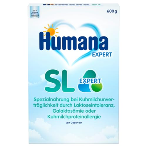 Humana SL Expert, von Geburt an, Spezialnahrung bei Kuhmilchunverträglichkeit durch Laktoseintoleranz, Galaktosämie oder Kuhmilchproteinallergie, für Säuglinge und Kleinkinder, 600 g