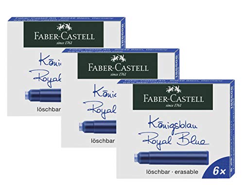 Faber-Castell 185506 - Tintenpatronen Standard (3er Pack (Königsblau), Standard)